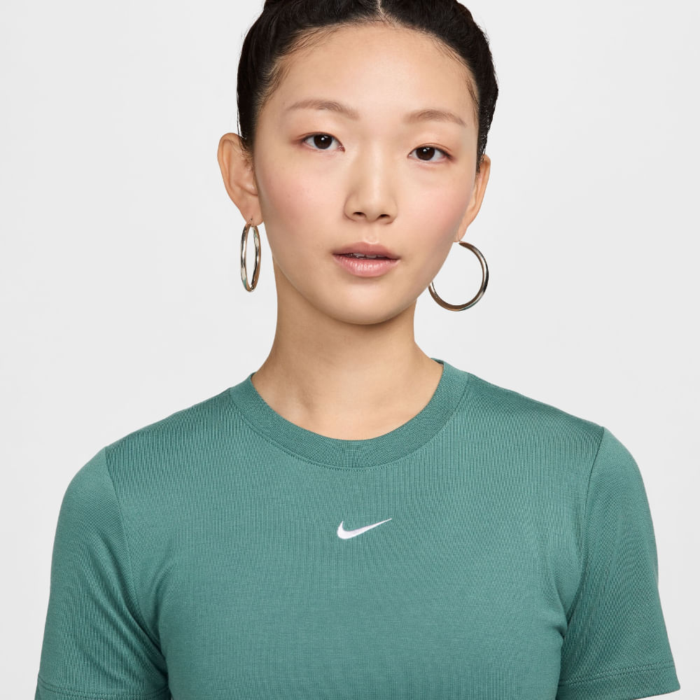 Nike W Nsw Tee Essntl Slim Crp Lbr Camiseta Verde De Mujer Para Moda