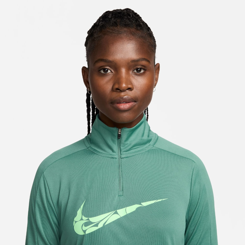 Nike W Nk Swsh Hbr Df Hz Mid Camiseta Verde De Mujer Para Correr