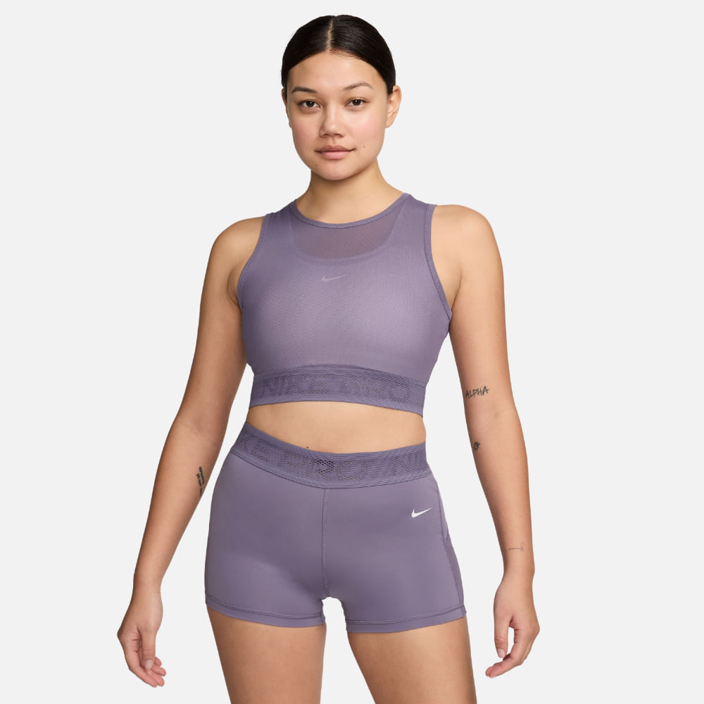 Nike Nike Pro Mesh Tank Camiseta Morado De Mujer Para Entrenamiento