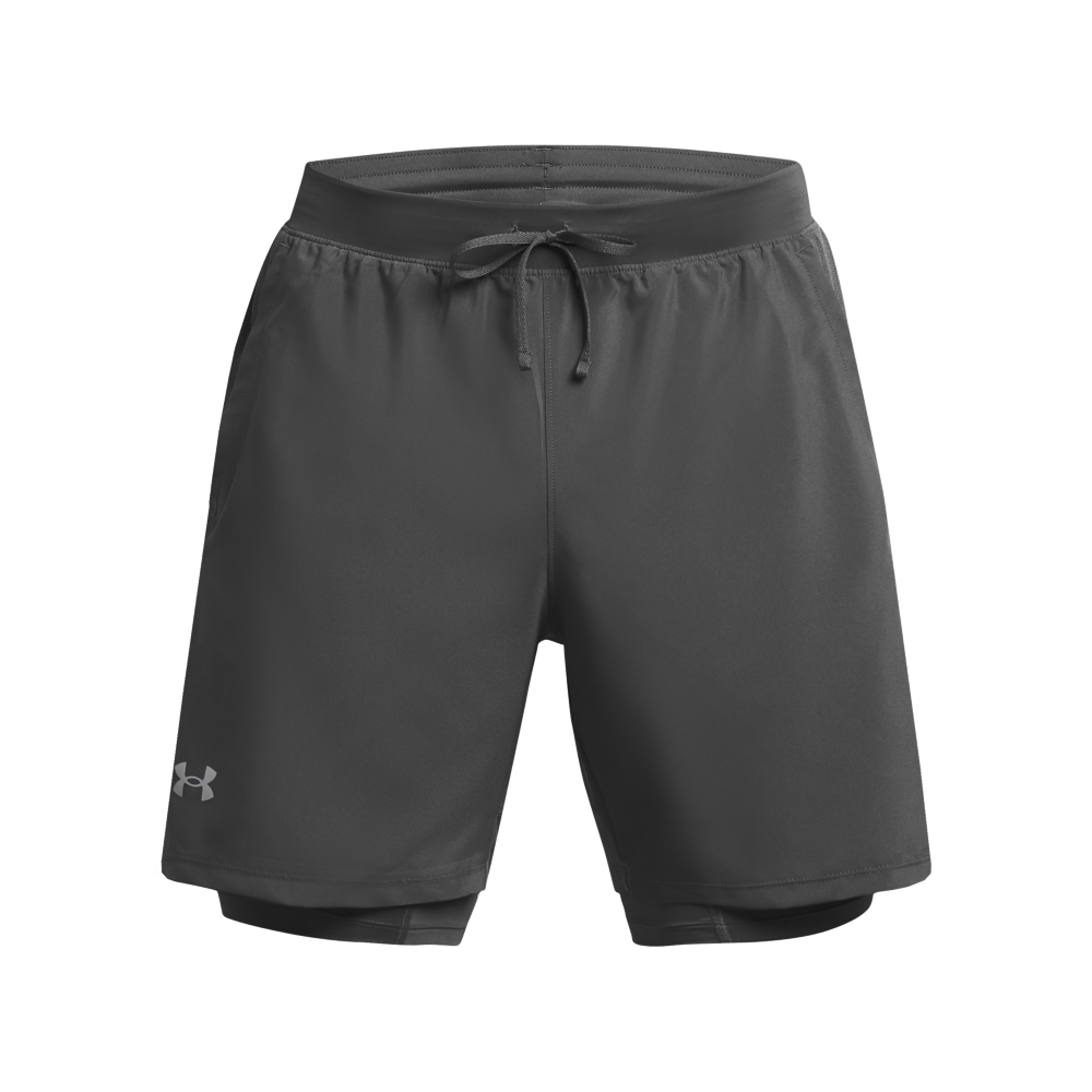 Under Armour Ua Launch 7  2-In-1 Short Pantalonetas Gris De Hombre Para Correr