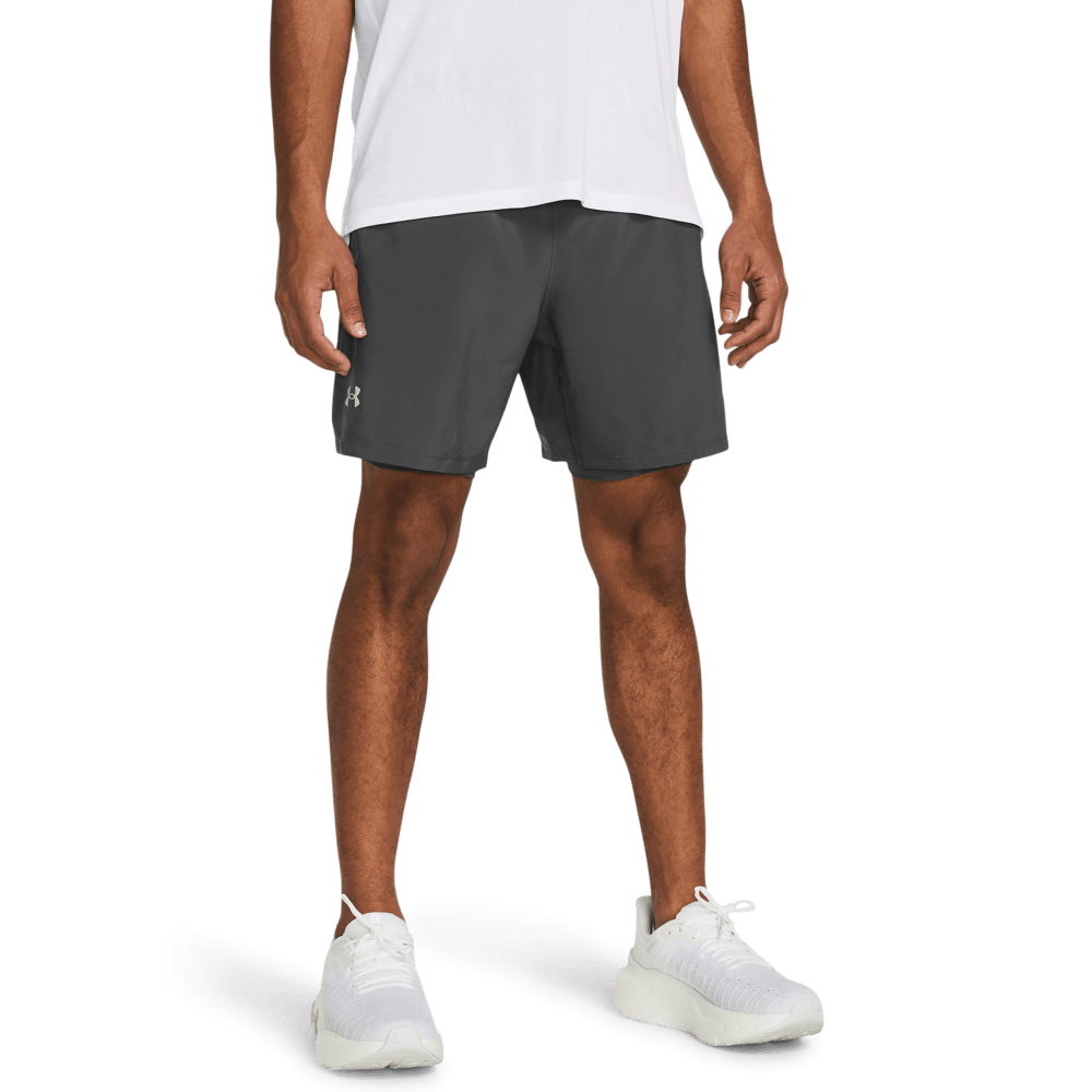 Under Armour Ua Launch 7  2-In-1 Short Pantalonetas Gris De Hombre Para Correr