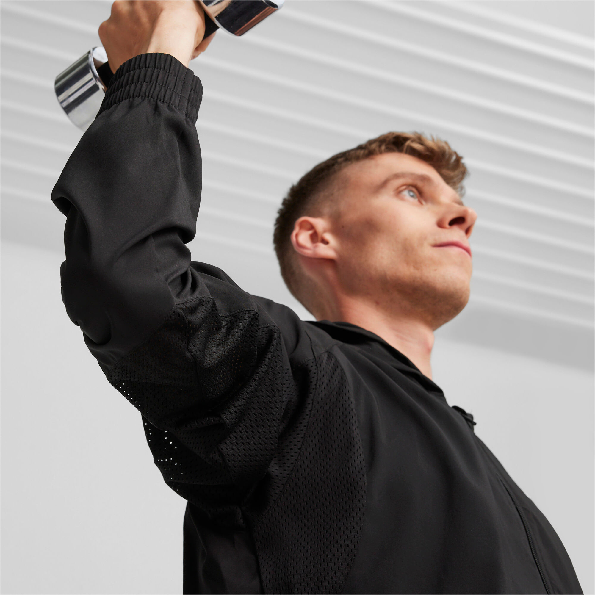 Puma Puma Fit Woven Full Zip Jacket Chaqueta negro de hombre para entrenamiento